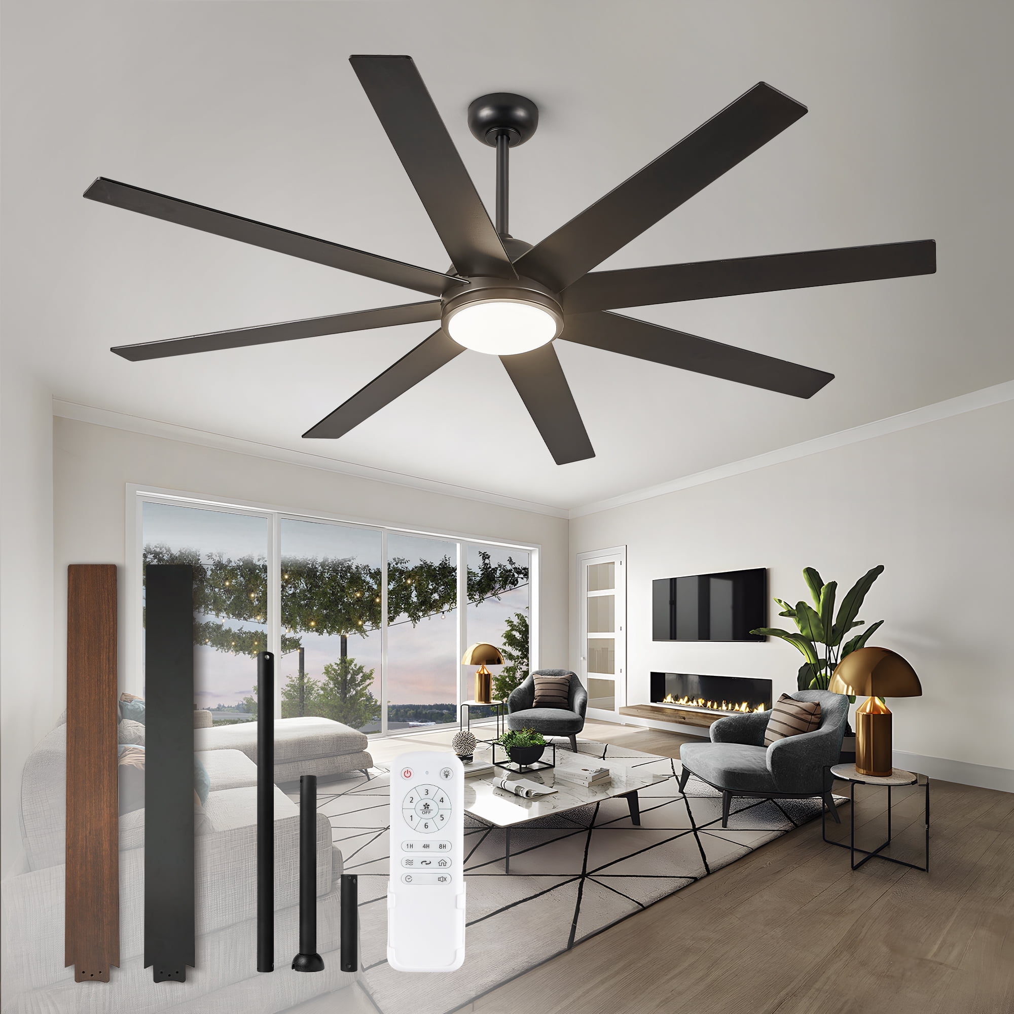 Black Modern Ceiling Fan With Light