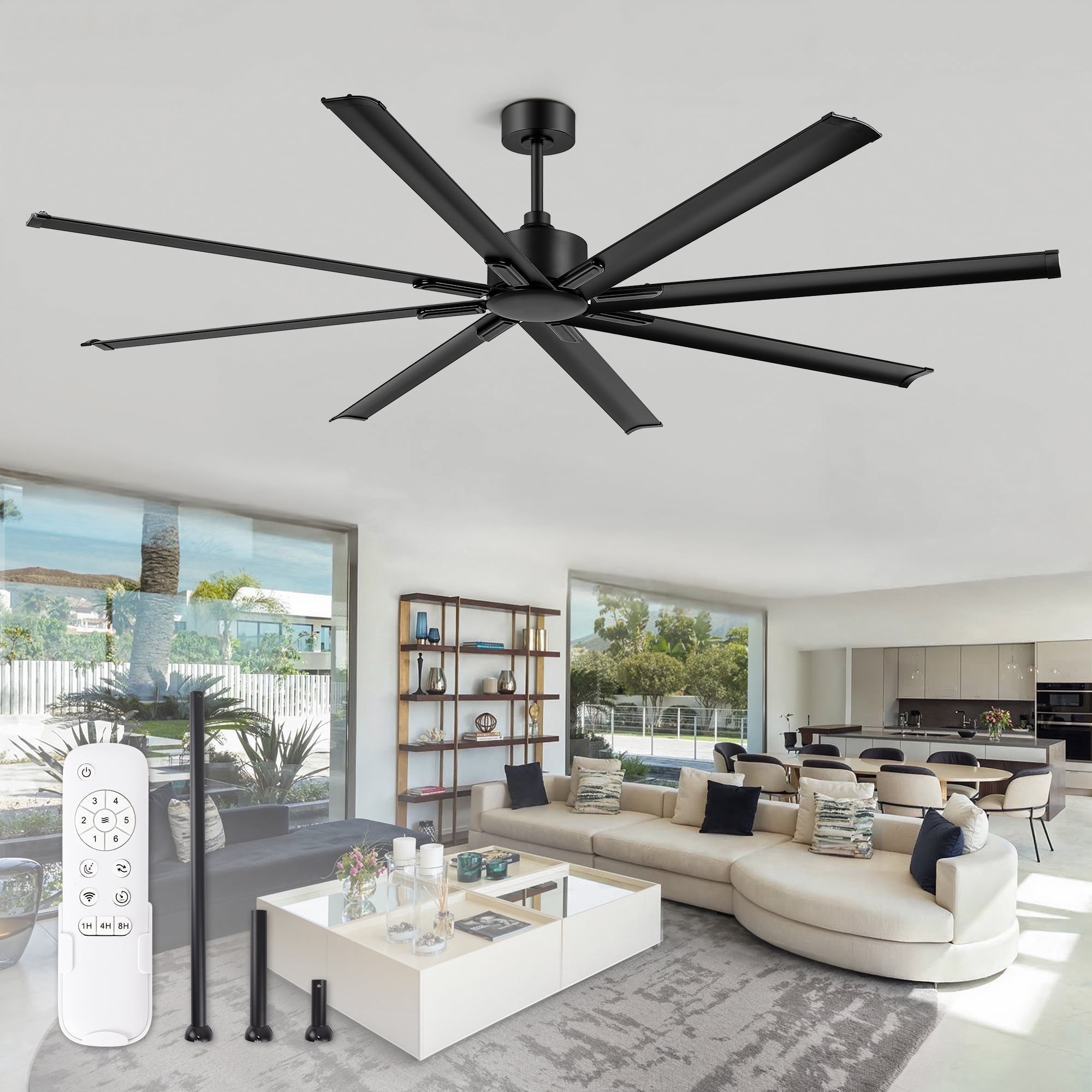 Zardon 84in Ceiling Fans with Light and Remote Control, Industrial Large Modern Ceiling Fans with… — $199.99 (49% off)