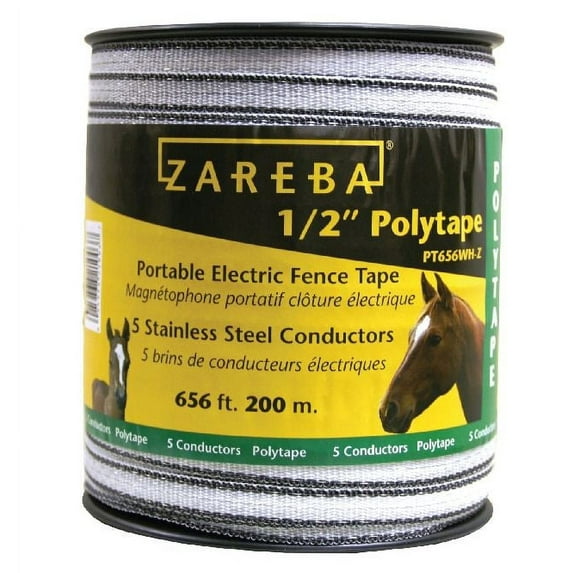 Zareba PT656WH-Z Electric Fence Polytape, 200 Meter, 1/2", Each