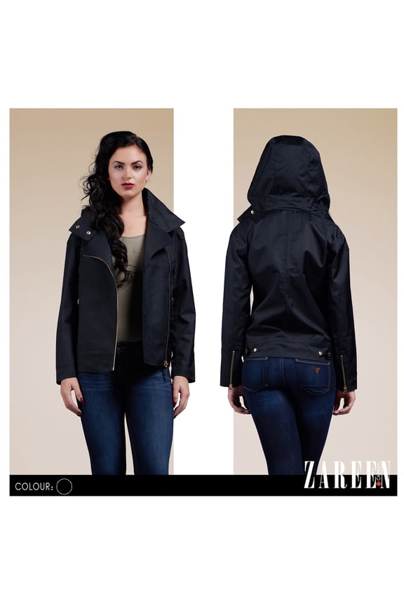 Waterproof Pea Coat with Removable Hood-Black-XL