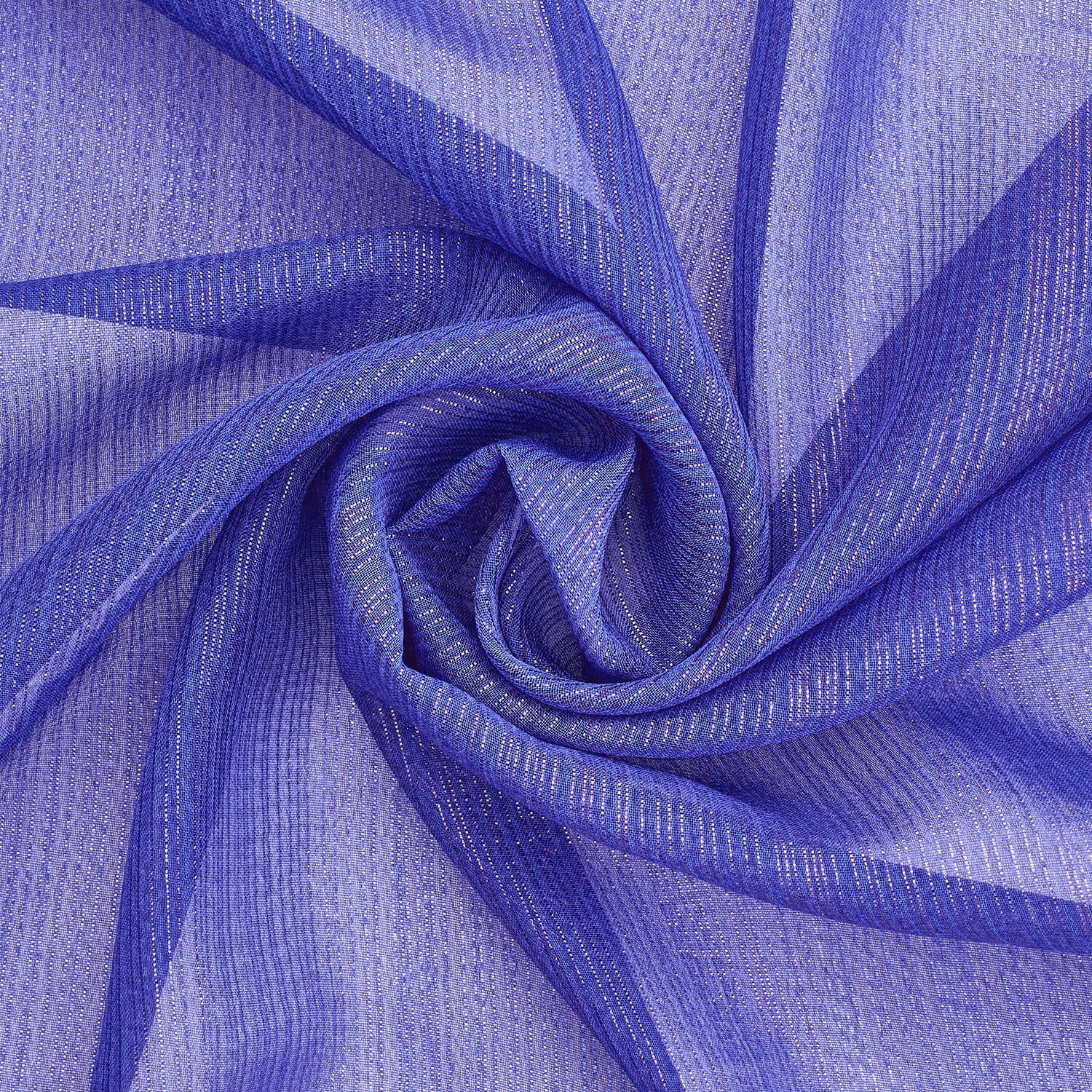 Zari Metallic Chiffon Jacquard Fabric - Navy Blue Sheer