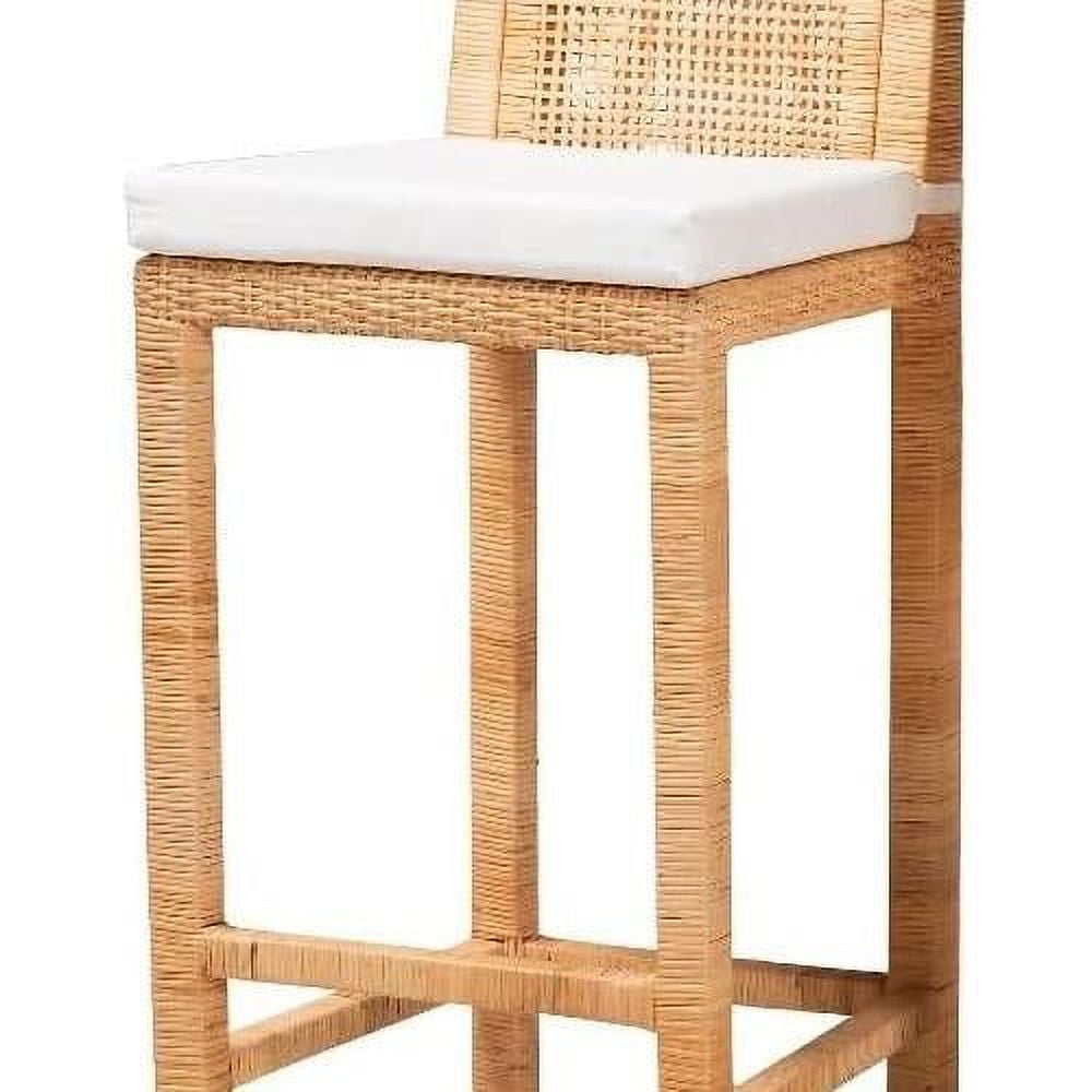 Zariah Bohemian Natural Brown Rattan And Mahogany Wood Bar Stool ...