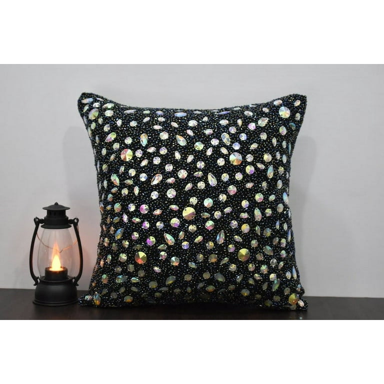 Zarimoon Bling Beaded Throw Pillow Cover Luxury Modern Handmade