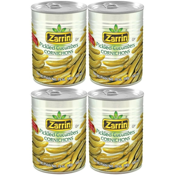 Zarrin - Pickled Cucumber Cornichons, 19 Oz (Pack of 4).