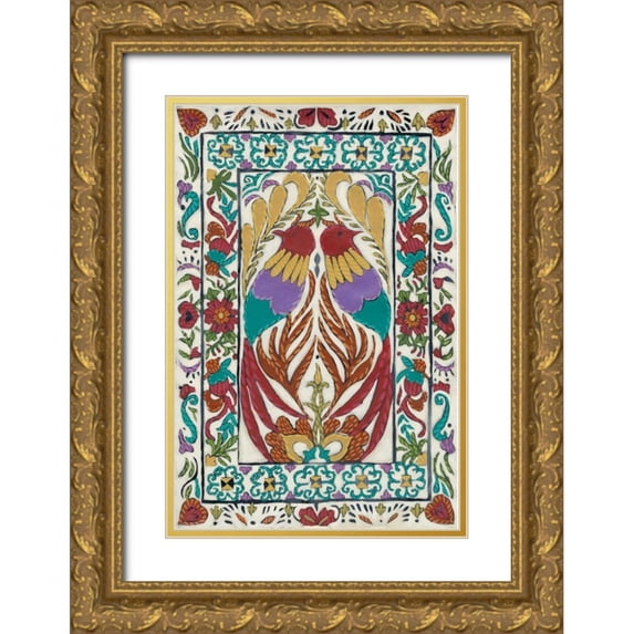 Zarris, Chariklia 11x14 Gold Ornate Wood Framed with Double Matting Museum Art Print Titled - Batik Embroidery IV