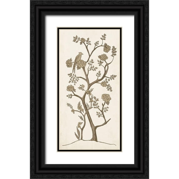 Zarris, Chariklia 11x18 Black Ornate Wood Framed with Double Matting Museum Art Print Titled - Custom Sepia Chinoiserie II