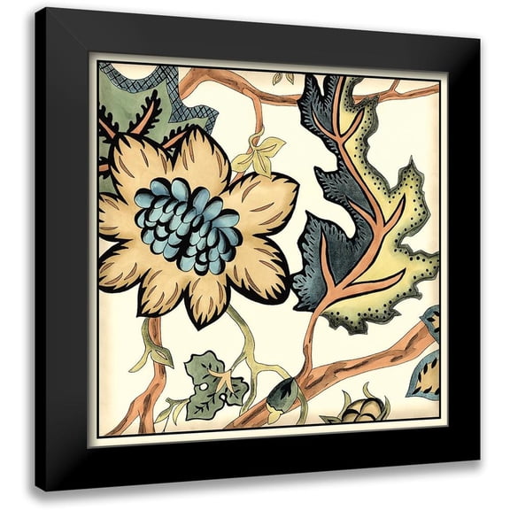 Zarris, Chariklia 12x12 Black Modern Framed Museum Art Print Titled - Jacobean Tile III