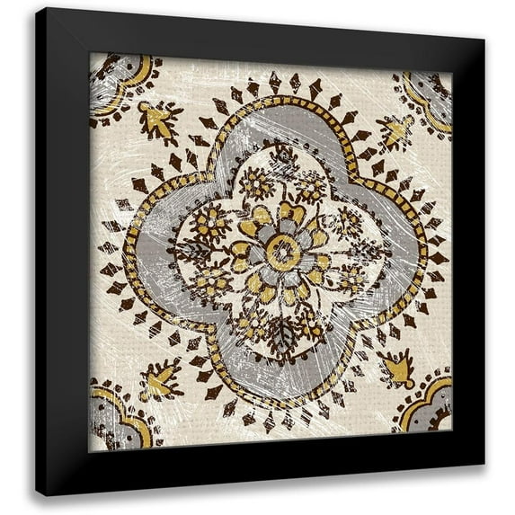 Zarris, Chariklia 12x12 Black Modern Framed Museum Art Print Titled - Non-Emb. Block Print Tile VIII