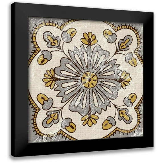 Zarris, Chariklia 12x12 Black Modern Framed Museum Art Print Titled - Non-Emb. Block Print Tile VII
