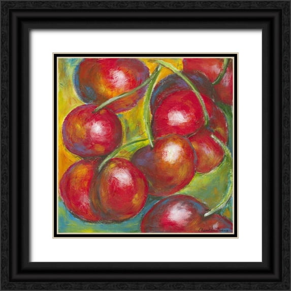 Zarris, Chariklia 12x12 Black Ornate Wood Framed with Double Matting Museum Art Print Titled - Abstract Fruits III