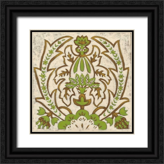 Zarris, Chariklia 12x12 Black Ornate Wood Framed with Double Matting Museum Art Print Titled - Lotus Tapestry II