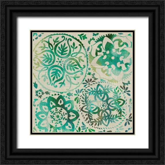 Zarris, Chariklia 12x12 Black Ornate Wood Framed with Double Matting Museum Art Print Titled - Moss Medallions I