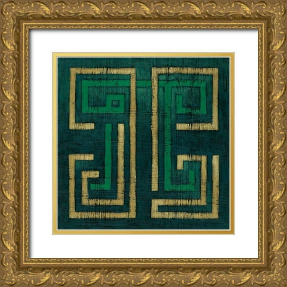 Zarris, Chariklia 12x12 Gold Ornate Wood Framed with Double Matting Museum Art Print Titled - Emerald Diversion I