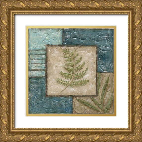 Zarris, Chariklia 12x12 Gold Ornate Wood Framed with Double Matting Museum Art Print Titled - Large Fern Montage II