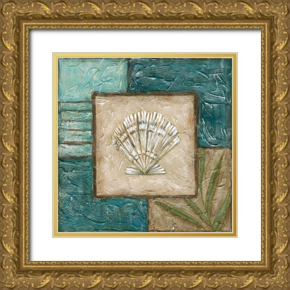 Zarris, Chariklia 12x12 Gold Ornate Wood Framed with Double Matting Museum Art Print Titled - Large Shell Montage II