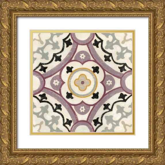 Zarris, Chariklia 12x12 Gold Ornate Wood Framed with Double Matting Museum Art Print Titled - Lavender Suzani II