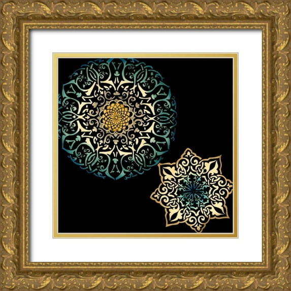 Zarris, Chariklia 12x12 Gold Ornate Wood Framed with Double Matting Museum Art Print Titled - Midnight Rosette IV