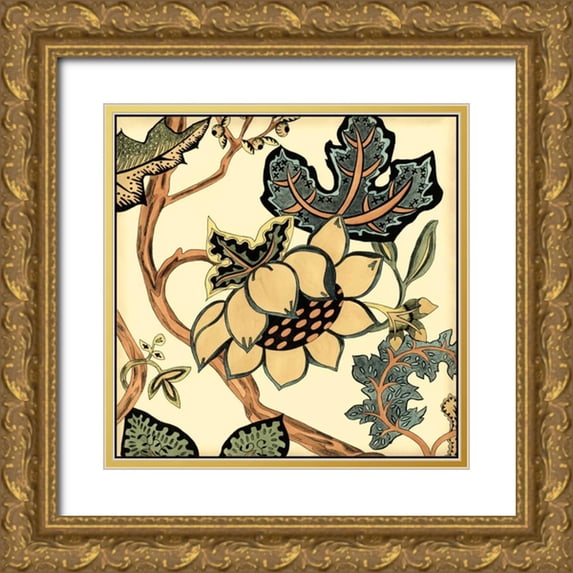 Zarris, Chariklia 12x12 Gold Ornate Wood Framed with Double Matting Museum Art Print Titled - Small Jacobean Tile IV