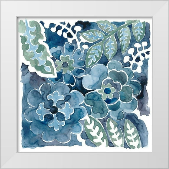 Zarris, Chariklia 12x12 White Modern Wood Framed Museum Art Print Titled - Indigo Ornament IV