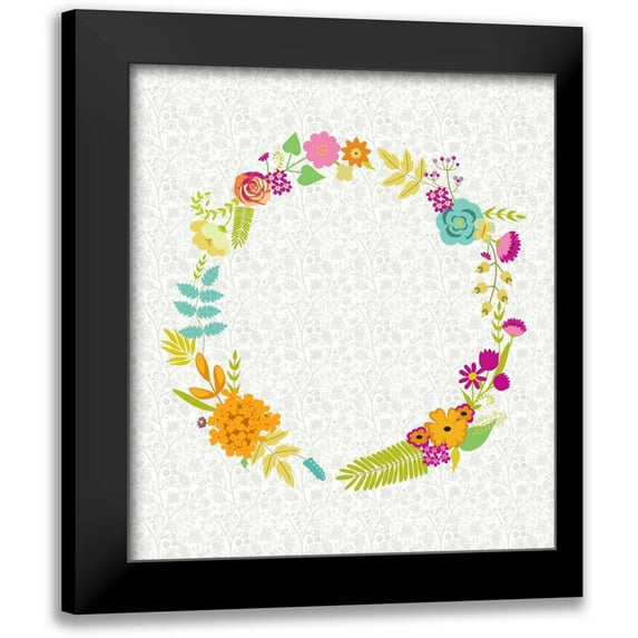 Zarris, Chariklia 12x13 Black Modern Framed Museum Art Print Titled - Girly Wreath I