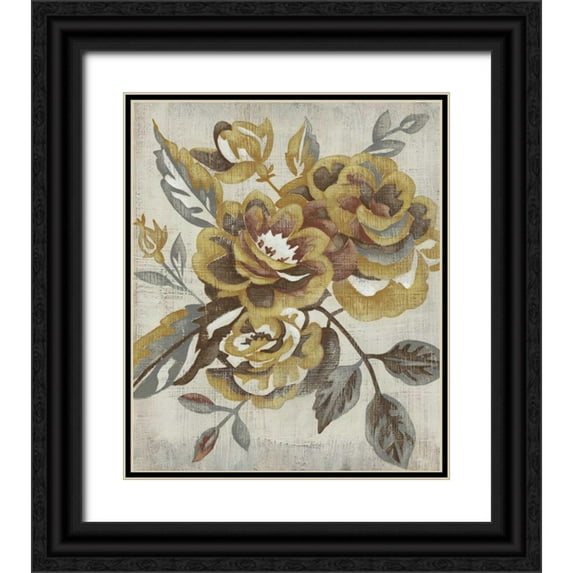 Zarris, Chariklia 12x14 Black Ornate Wood Framed with Double Matting Museum Art Print Titled - Honeyed Blooms I