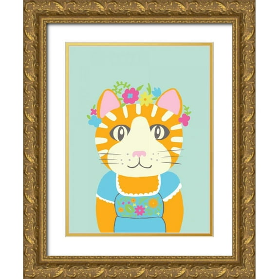 Zarris, Chariklia 12x14 Gold Ornate Wood Framed with Double Matting Museum Art Print Titled - Fancy Animals II