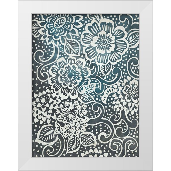 Zarris, Chariklia 12x14 White Modern Wood Framed Museum Art Print Titled - Floral Batik I
