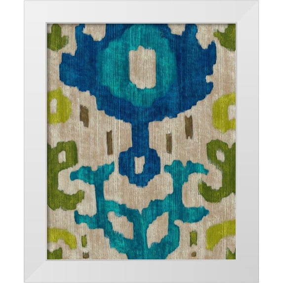 Zarris, Chariklia 12x14 White Modern Wood Framed Museum Art Print Titled - Teal Ikat I