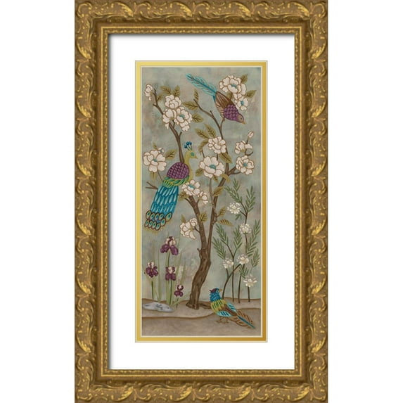 Zarris, Chariklia 13x24 Gold Ornate Wood Framed with Double Matting Museum Art Print Titled - Gardenia Chinoiserie I