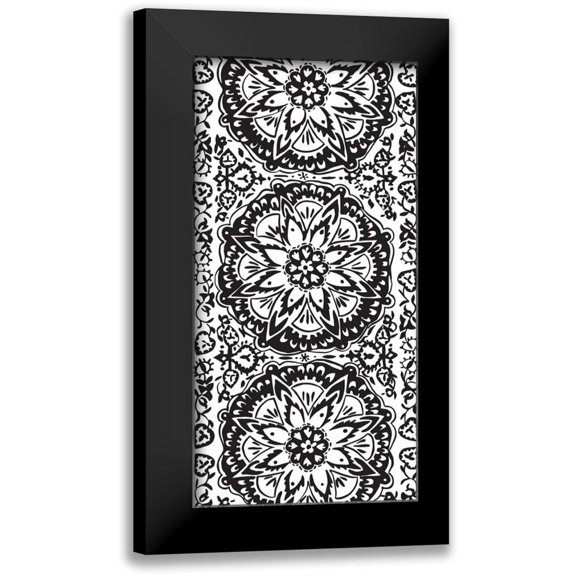 Zarris, Chariklia 14x24 Black Modern Framed Museum Art Print Titled - BandW Arabesque Panels IV