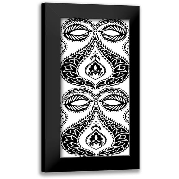 Zarris, Chariklia 14x24 Black Modern Framed Museum Art Print Titled - BandW Arabesque Panels I