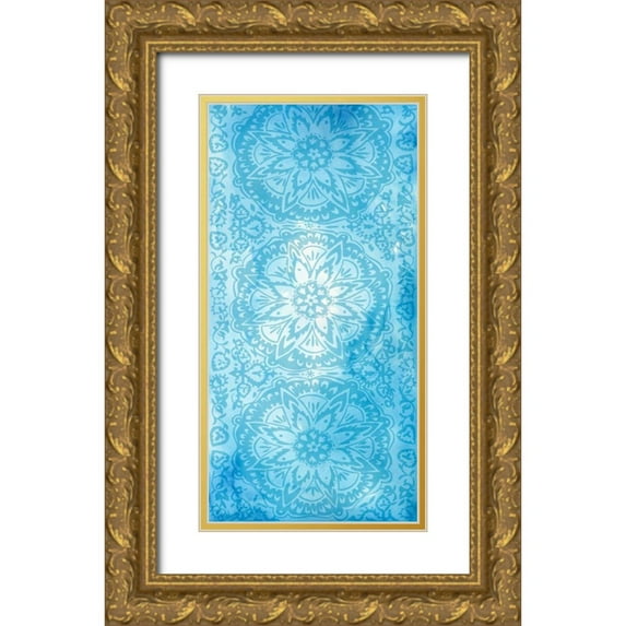 Zarris, Chariklia 14x24 Gold Ornate Wood Framed with Double Matting Museum Art Print Titled - Cobalt Deco Panel II