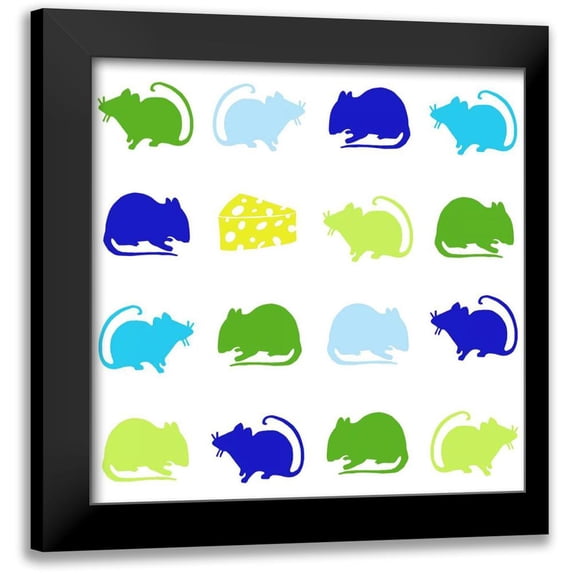 Zarris, Chariklia 15x15 Black Modern Framed Museum Art Print Titled - Animal Sudoku in Blue V