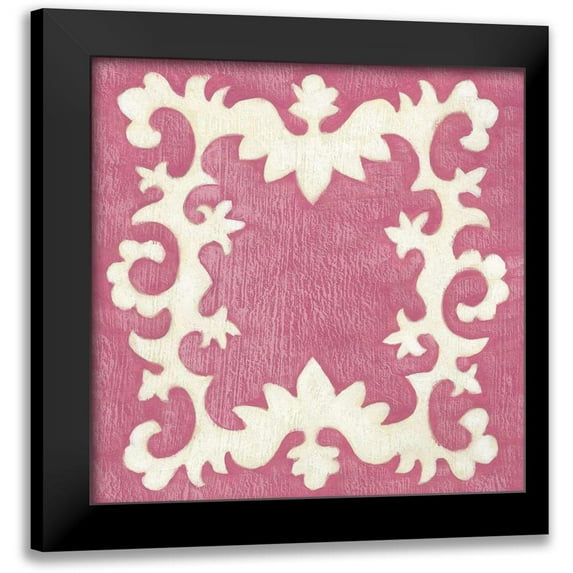 Zarris, Chariklia 15x15 Black Modern Framed Museum Art Print Titled - Petite Suzani in Pink
