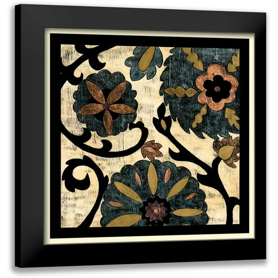Zarris, Chariklia 15x15 Black Modern Framed Museum Art Print Titled - Vintage Suzani II