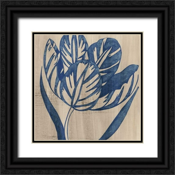 Zarris, Chariklia 15x15 Black Ornate Wood Framed with Double Matting Museum Art Print Titled - Indigo Tulip