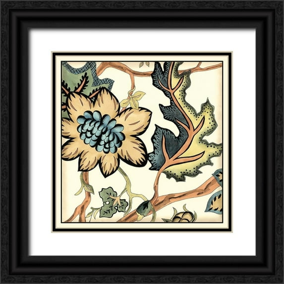 Zarris, Chariklia 15x15 Black Ornate Wood Framed with Double Matting Museum Art Print Titled - Jacobean Tile III