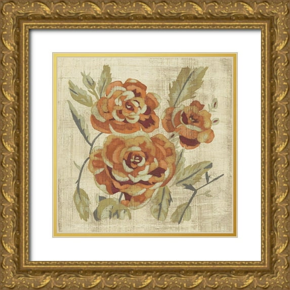Zarris, Chariklia 15x15 Gold Ornate Wood Framed with Double Matting Museum Art Print Titled - Autumn Rose II