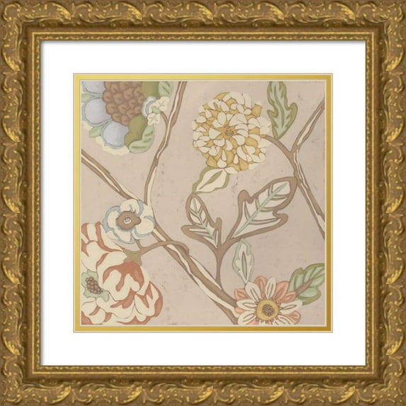 Zarris, Chariklia 15x15 Gold Ornate Wood Framed with Double Matting Museum Art Print Titled - Organza Chintz IV