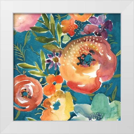 Zarris, Chariklia 15x15 White Modern Wood Framed Museum Art Print Titled - Abundant Florals II