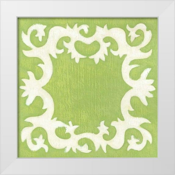 Zarris, Chariklia 15x15 White Modern Wood Framed Museum Art Print Titled - Petite Suzani in Green