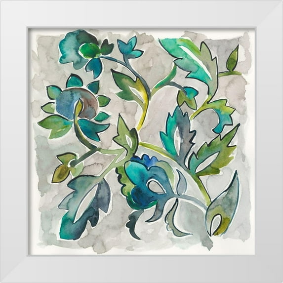 Zarris, Chariklia 15x15 White Modern Wood Framed Museum Art Print Titled - Sapphire Vine II