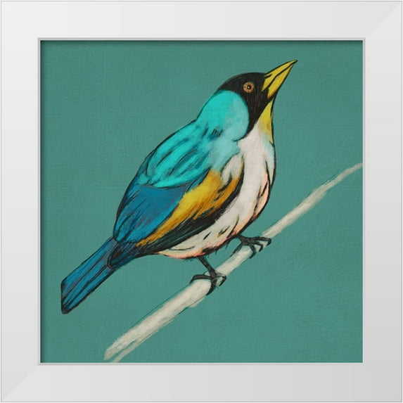 Zarris, Chariklia 15x15 White Modern Wood Framed Museum Art Print Titled - Winged Sketch II on Teal