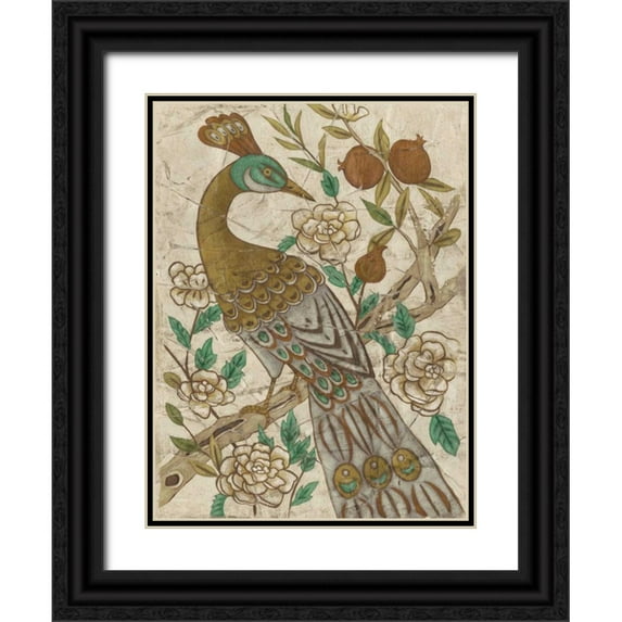 Zarris, Chariklia 15x18 Black Ornate Wood Framed with Double Matting Museum Art Print Titled - Chinoiserie Pheasant I