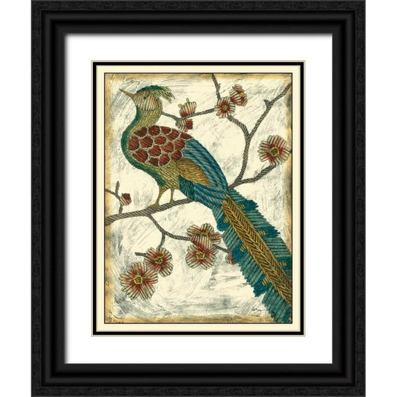 Zarris, Chariklia 15x18 Black Ornate Wood Framed with Double Matting Museum Art Print Titled - Embroidered Pheasant II