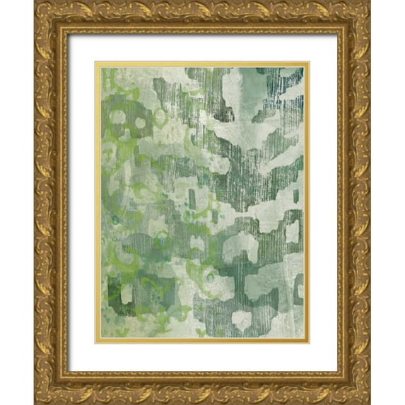 Zarris, Chariklia 15x18 Gold Ornate Wood Framed with Double Matting Museum Art Print Titled - Celadon Ikat I