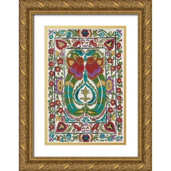 Zarris, Chariklia 17x24 Gold Ornate Wood Framed with Double Matting Museum Art Print Titled - Batik Embroidery III