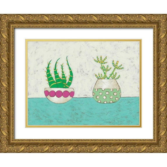 Zarris, Chariklia 18x15 Gold Ornate Wood Framed with Double Matting Museum Art Print Titled - Succulent Duo I