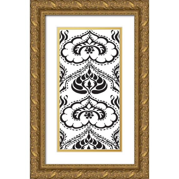 Zarris, Chariklia 18x32 Gold Ornate Wood Framed with Double Matting Museum Art Print Titled - BandW Arabesque Panels II