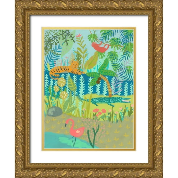 Zarris, Chariklia 19x24 Gold Ornate Wood Framed with Double Matting Museum Art Print Titled - Jungle Dreaming II
